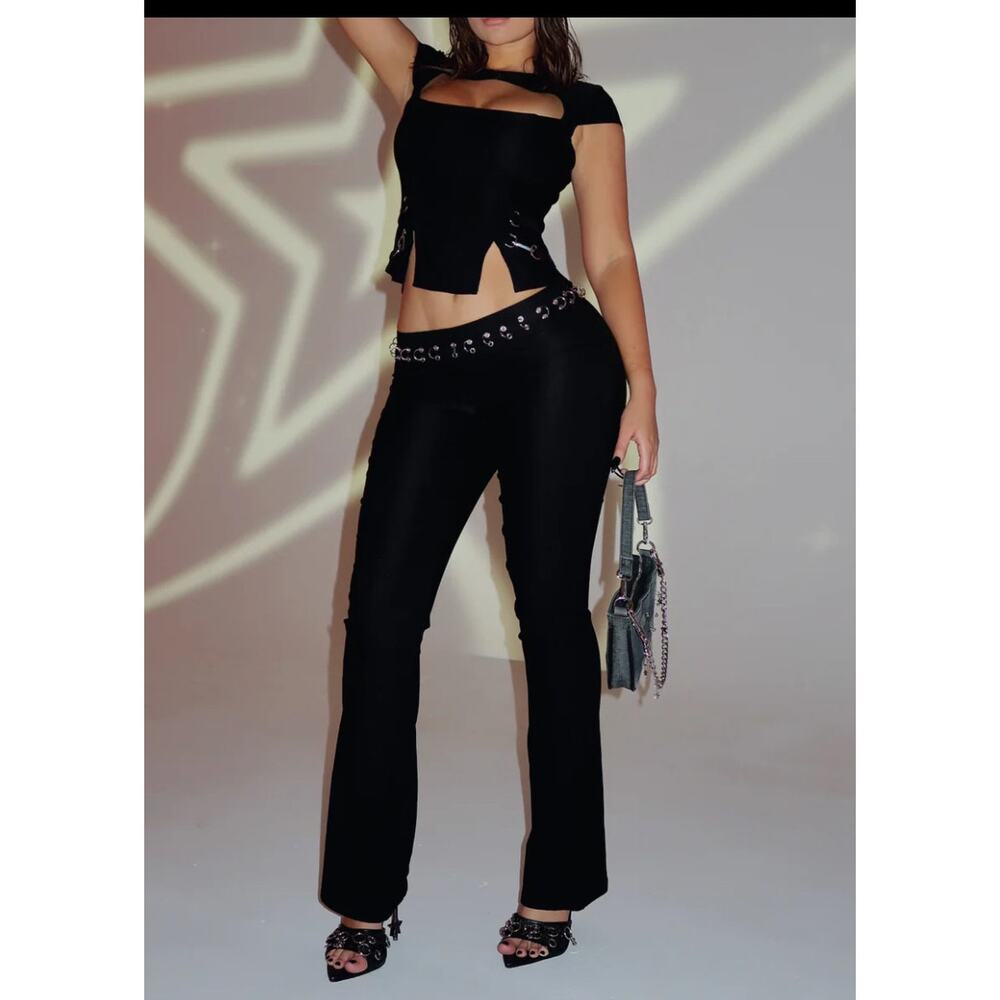 White Fox Boutique Unfollowing Spree Wide Leg Pants Black Size Large NWT
